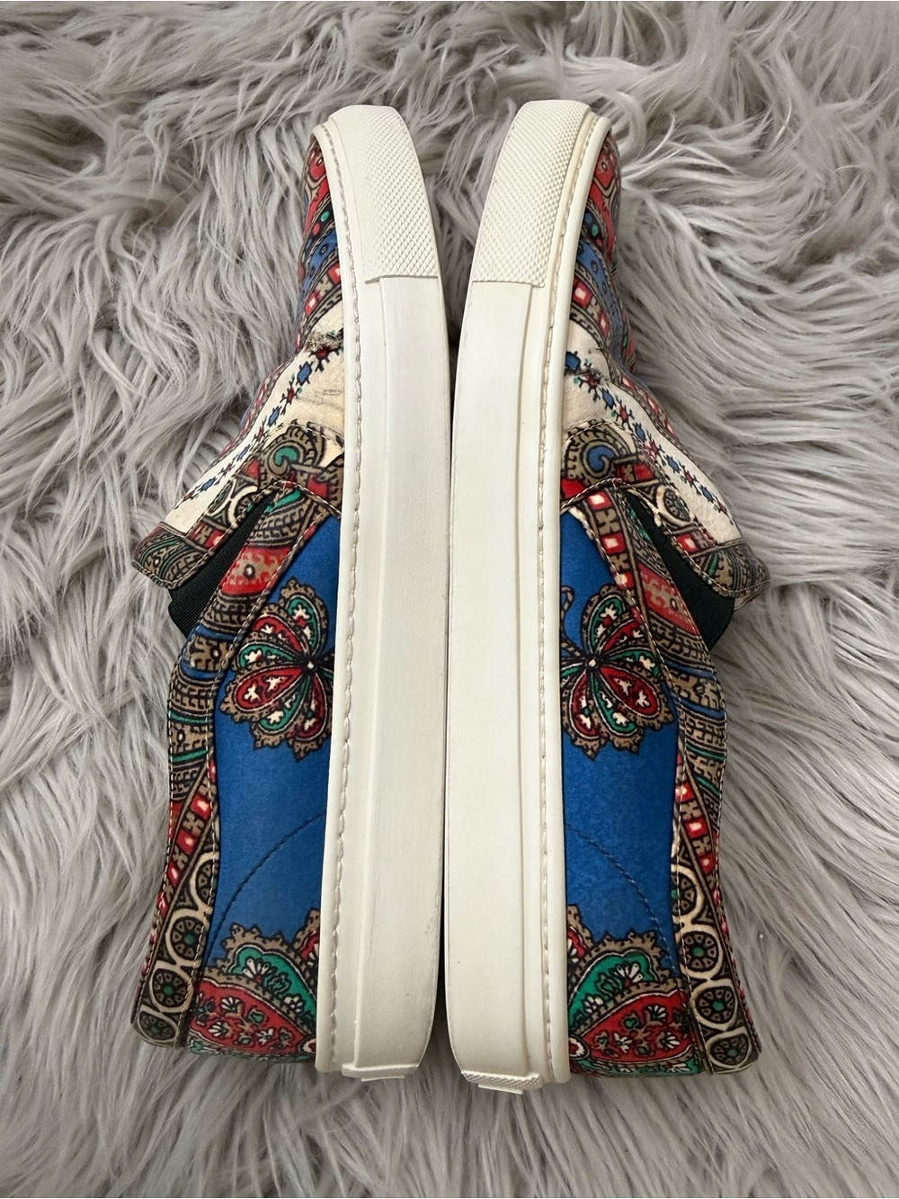 GIVENCHY Silk Tapestry Paisley Printed Slip On Sneakers Multicolor Size 37 - Picture 8 of 13